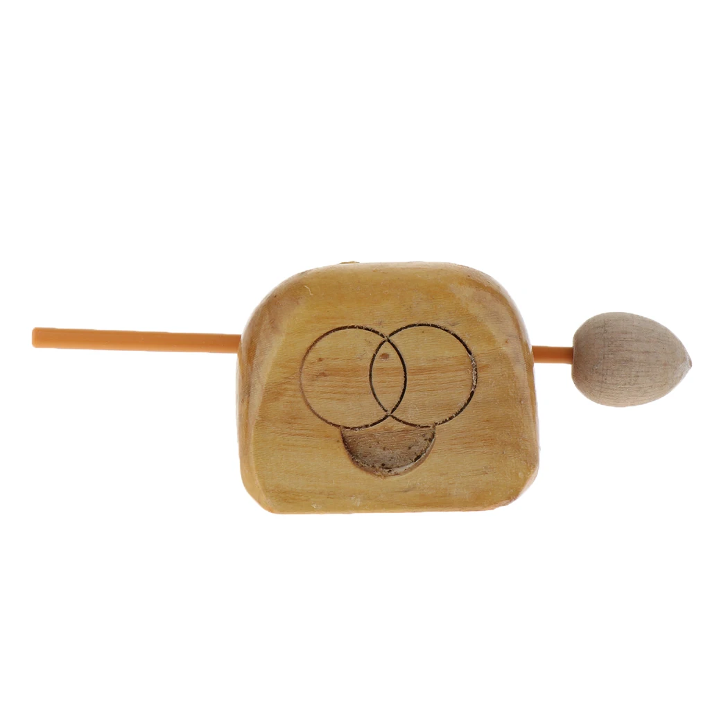 Hand Percussion Solid Wood Fish Block w/ Hammer Children Music Toy 7 x 8cm
