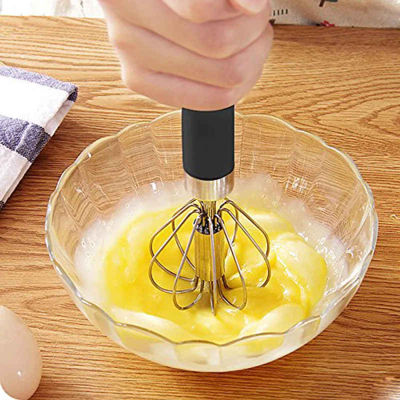 

ISHOWTIENDA High-Quality Egg Coffee Beaters Whisk Stainless Steel Manual Pressure Rotation Semi-automatic Baking Tools