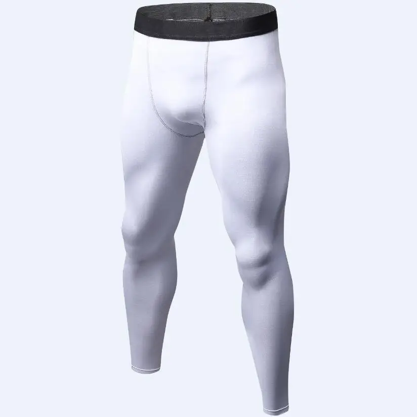 White Мужские беговые колготки длиной до щиколотки эластичные Collant Running Homme термальные флисовые баскетбольные Леггинсы мужские компрессионные брюки для фитнеса - Цвет: White