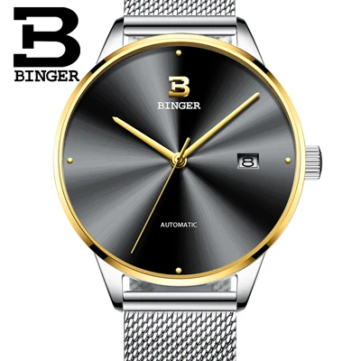 Швейцарские мужские часы BINGER s, брендовые Роскошные автоматические механические мужские часы, сапфировые наручные часы, мужские спортивные часы, reloj hombre 5080 - Цвет: B5080M1-6