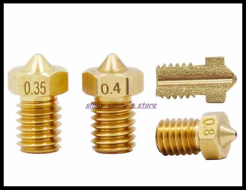 

15pcs/lot E3D-V5 V6 Nozzle 0.2---1.0mm Part Copper 1.75mm Filament M6 Threaded Brass 3D Printers Parts Brand New