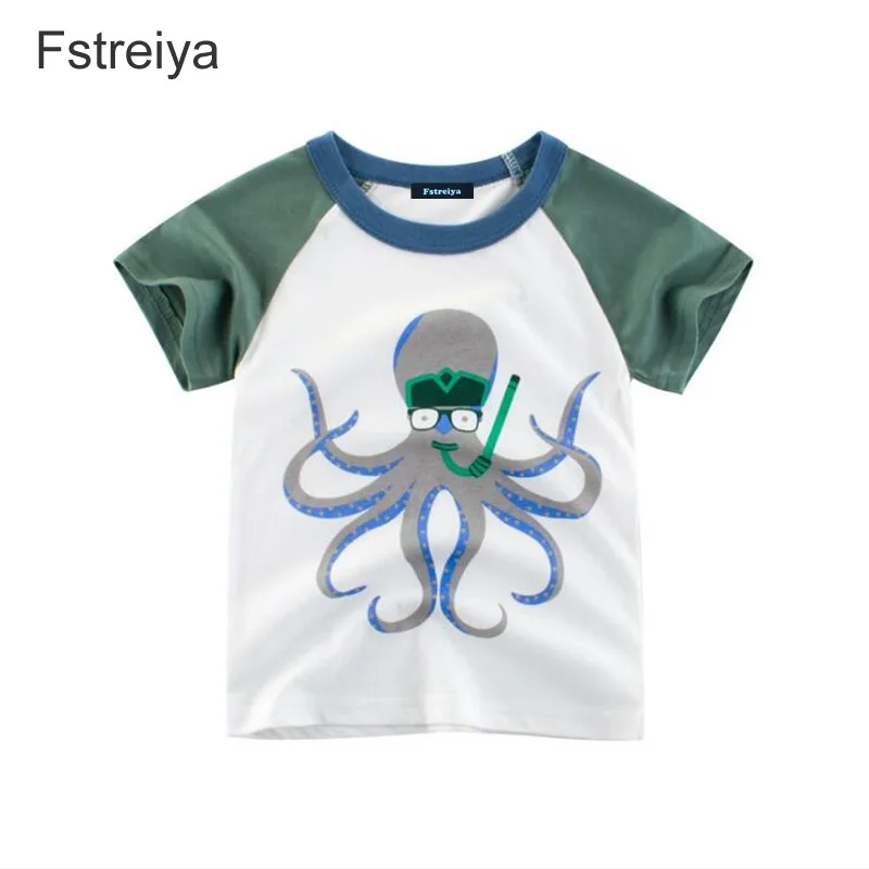

Boys white t shirt Baby camisetas kids cotton cartoon t-shirt girls summer clothes Fstreiya 2019 children's devilfish short tops