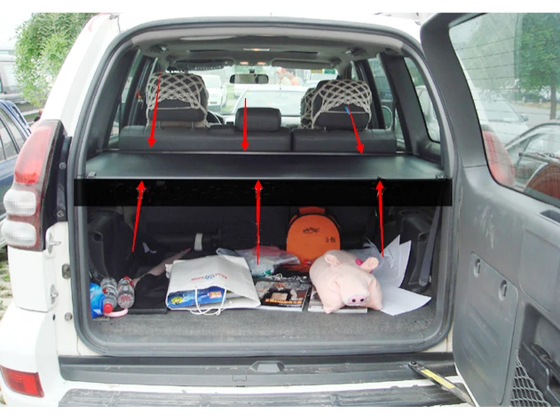 

Black Color Rear Trunk Security Shade Cargo Cover For Toyota Prado fj120 2003-2009