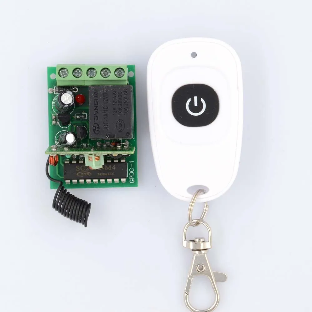 

DC 12V 1Channel RF Wireless Remote Control Relay Receiver kit with 1 Transmitters Fixed Code Momentary