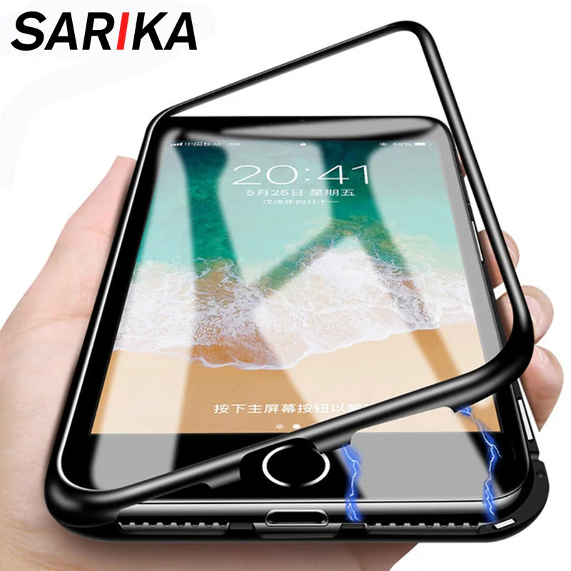 

Sarika Metal Magnetic Case For iPhone 7 8 6 6s Plus 360 Full Protective Magnet Case For Coque iPhone X XR XS Max 5 5s se Cover