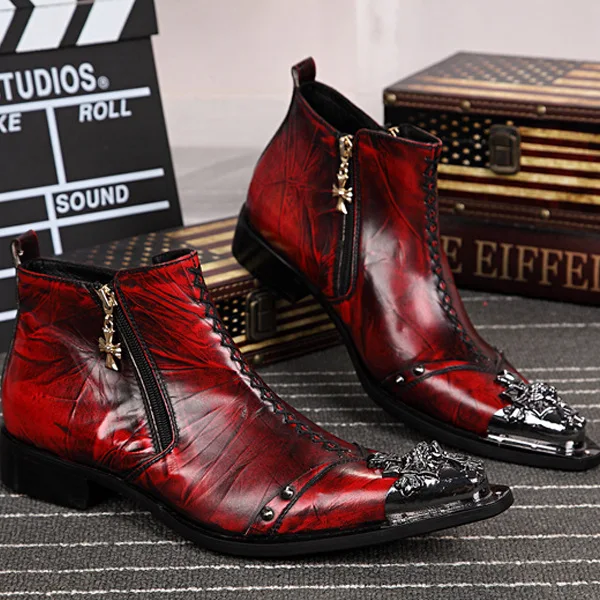 

Size 5-size12 Martin Boots Restoring Ancient Ways Genuine Leather Men's Leather Boots Pointed Boots Stylist Red Color