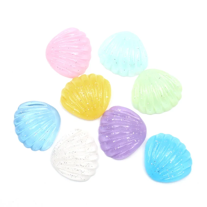 

20pcs Mixed Sparkling Scallop Resin Decoration Crafts Flatback Cabochon Embellishments For Scrapbooking Beads Diy Accessories