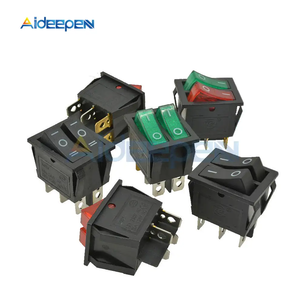 

KCD6 Rocker Switch ON-OFF-ON/ON-OFF 4 Pin 6PIN 15A 250V Double Light Switch Boat Power Switch Double Ship Type