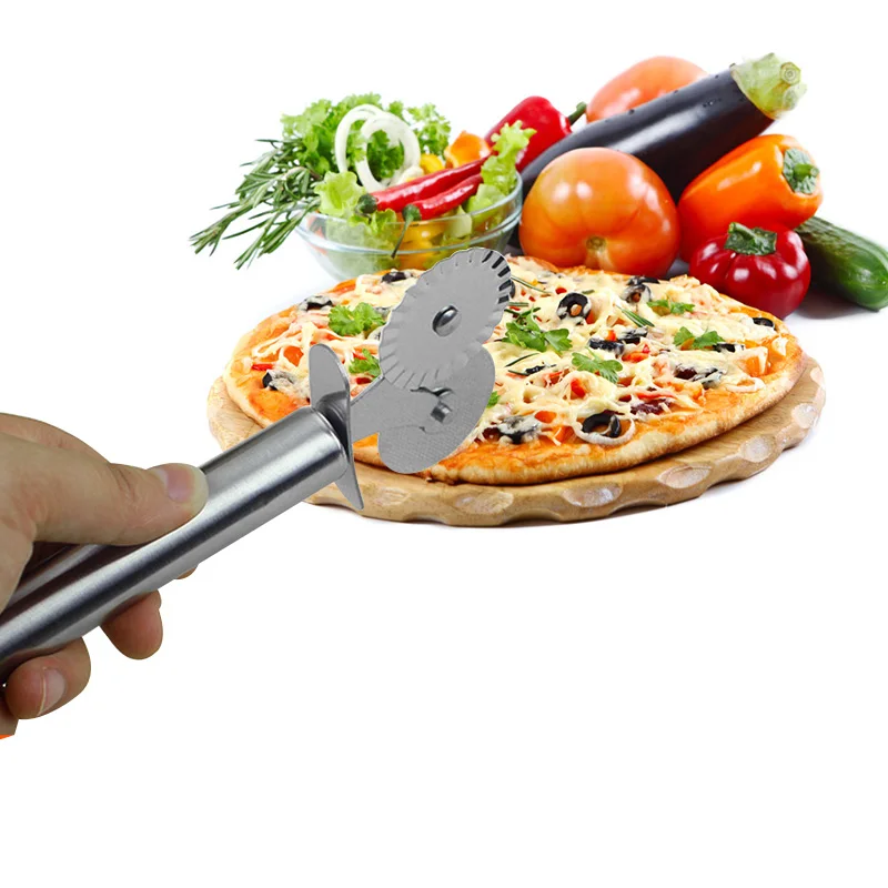 HIFUAR DIY выпечки инструмент Нержавеющая сталь двойное колесо ролик Ножи торт один нож для пиццы круглый Кухня Гаджет Горячая Распродажа