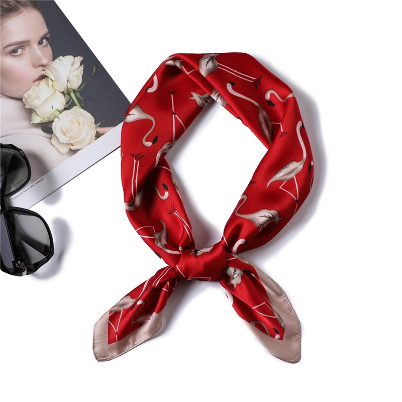 

hot 2018 women scarf fashion print silk scarves square small office hair neck headband hijabs lady foulard