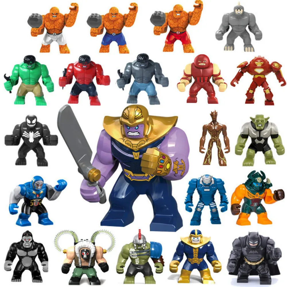 

Large Batman Thanos Spider man Marvel Building Blocks Bricks Action Figure Bricks Avengers 4 Hero Hulk Gorilla Duplo