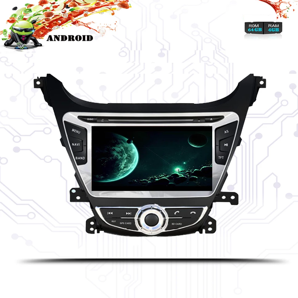 Best OCTA CORE Android 9.0 64G car dvd gps player 1024*600 For HYUNDAI ELANTRA 2014 2015 gps navigation car stereo audio video player 4