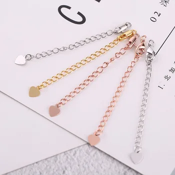 

5pcs/lot Rose gold/Silver/Gold Plated Real Gold Copper Extension Chains 7cm Extender Chains With Lobster Clasp DIY Jewelry Make
