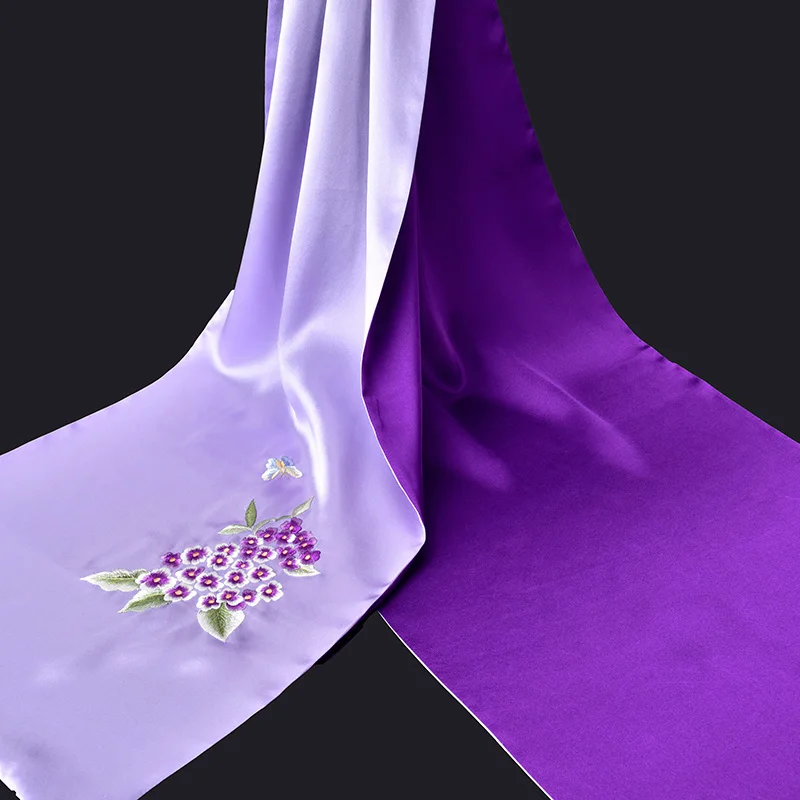 Ручная вышивка, настоящий Шелковый шарф для женщин, Цветочный натуральный шелковый шарф 16MU, чистый Шелковый шарф, шали и палантины - Цвет: COLOR 4