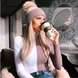 Simenual Patchwork women's turtleneck sweaters and pullovers autumn knitting clothes skinny sexy cropped lady's sweater hot sale Simenual Patchwork women's turtleneck sweaters and pullovers autumn knitting clothes skinny sexy cropped lady's sweater hot sale