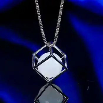 

Hetian Baiyu Silver Inlay Pendant White Jade Cube Pendant h8#