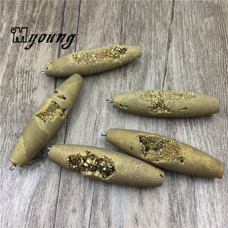 

Подвески-Агаты в форме бочонка, кварцевые, золотые, титановые Агаты, подвески для самостоятельного изготовления ювелирных изделий MY1912