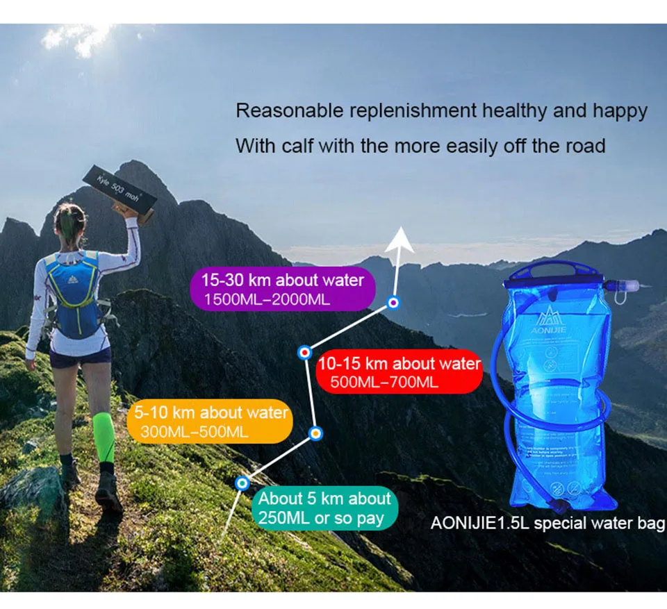 AONIJIE 8L открытый спортивный бегущий рюкзак марафон Trail бегущий жилет-рюкзак против обезвоживания для 1.5L мешок воды велосипедный походный мешок