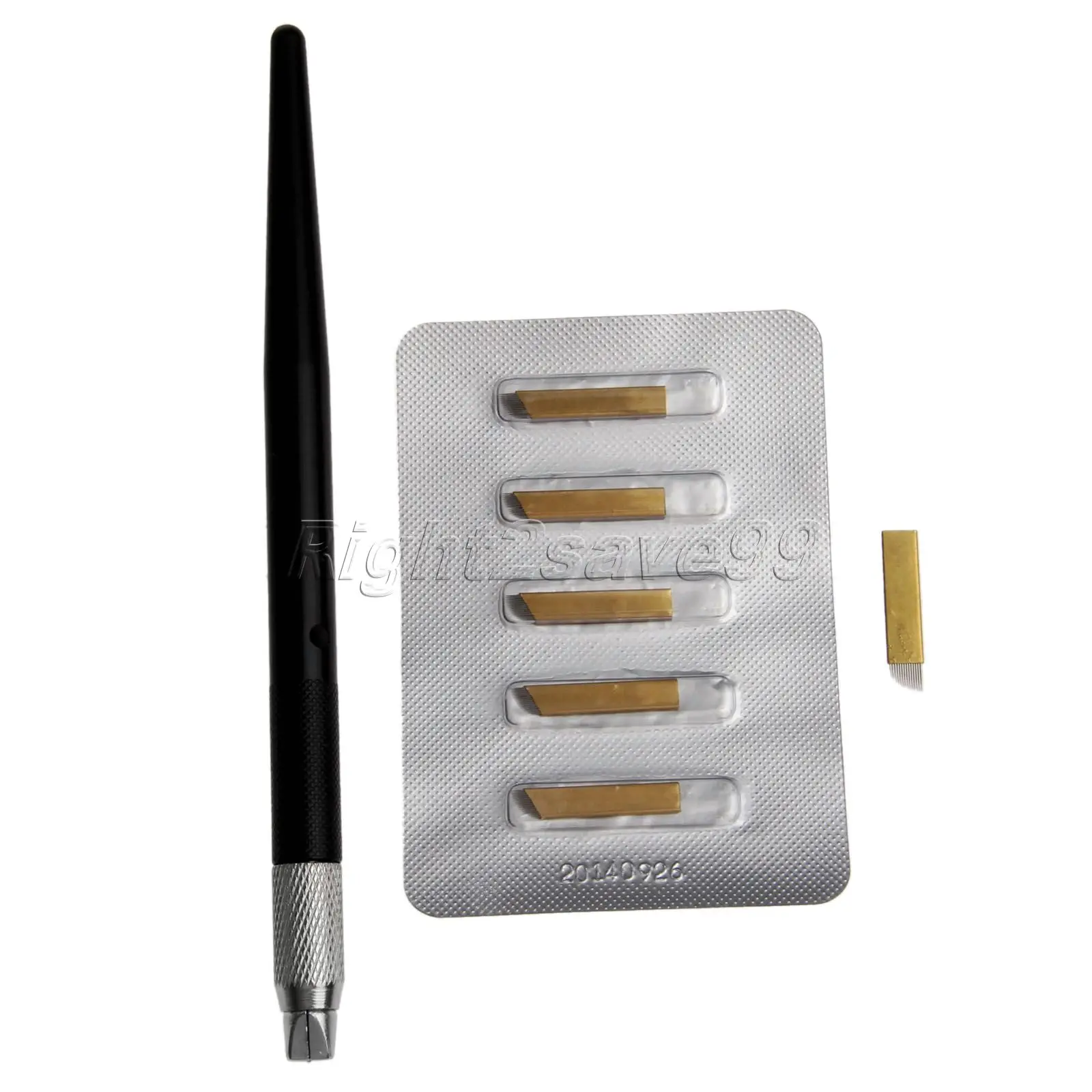 

Manual Tattoo Pen + 10Pcs 14pin Blade Needles Permanent Makeup Eyebrow for 3D Microblading kits Professional Tattoo gun sets