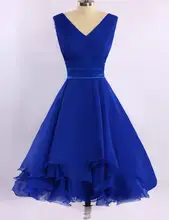 Cheap V Neck Royal Blue Evening Dress 2016 Short Chiffon Evening Dresses Prom Gowns Women Dress Evening Vestido De Noche
