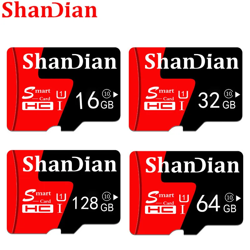 Карта памяти ShanDian класса 10 8 ГБ 16 32 карта micro sd 64 Гб 128 microsd мини TF 4 флэш накопитель с