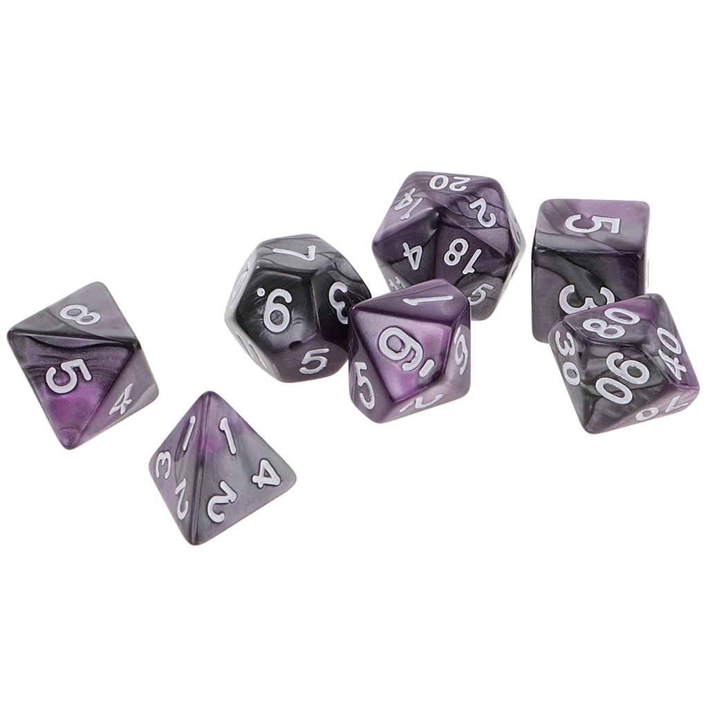 New 7PCS Two Colors Polyhedral Dice 16mm for Dungeons and Dragons Table Games Party Colorful Accessories for Board Game