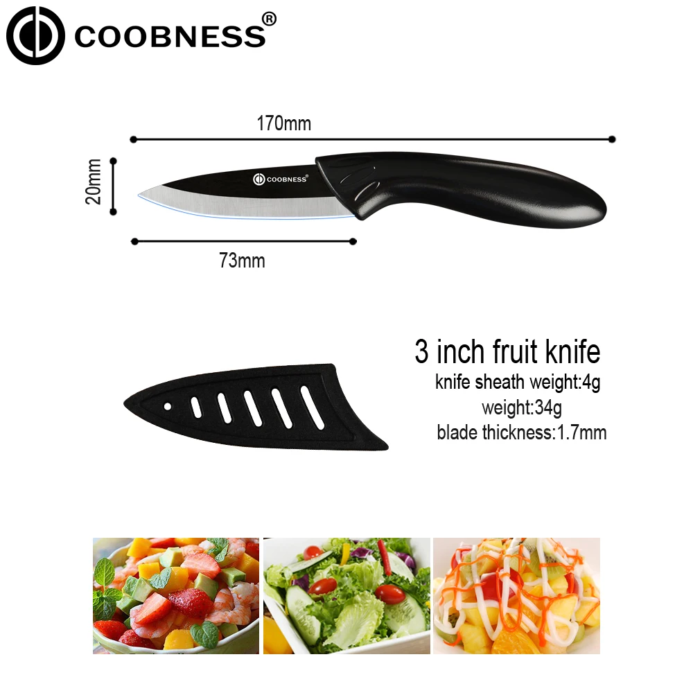 COOBNESS 3 &quot4&quot 5 &quotнабор керамических ножей ABS + TPR ручка Керамический кухонный нож