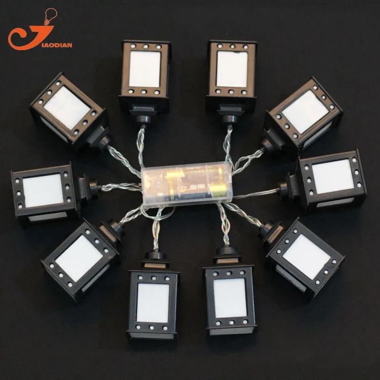 black lantern multicolor LED lights clear wire  (4)