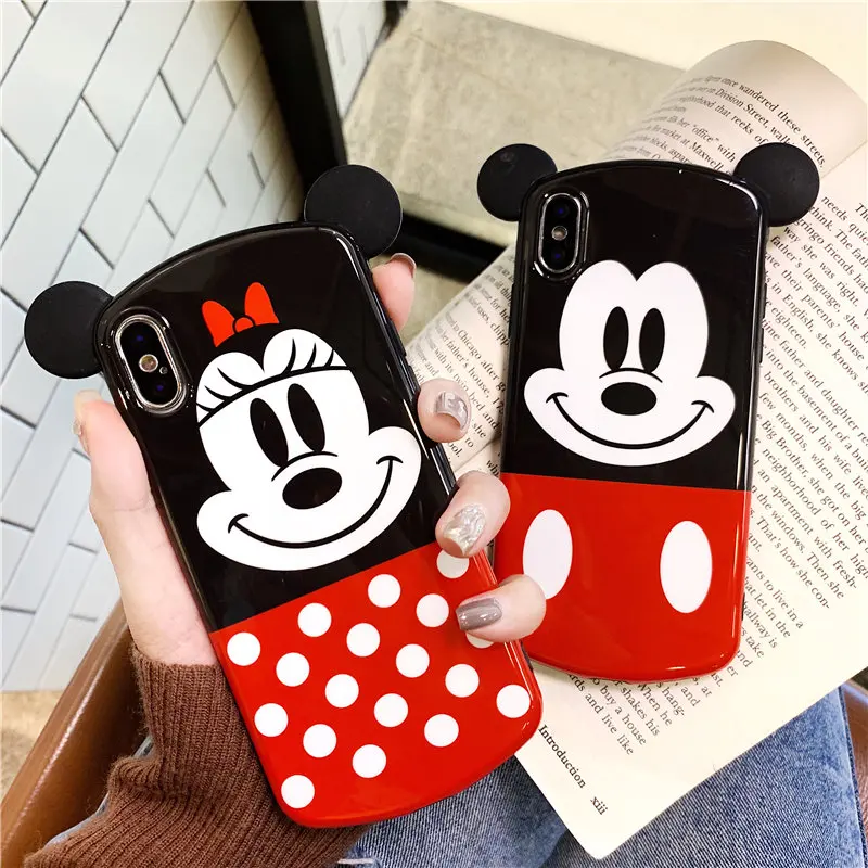 

3D Cute Cartoon Mickey Mouse Phone Cover For iPhone X XR XS Max Case Polka Dot Soft Back Cover Case For iPhone 6 6s 7 8Plus Capa