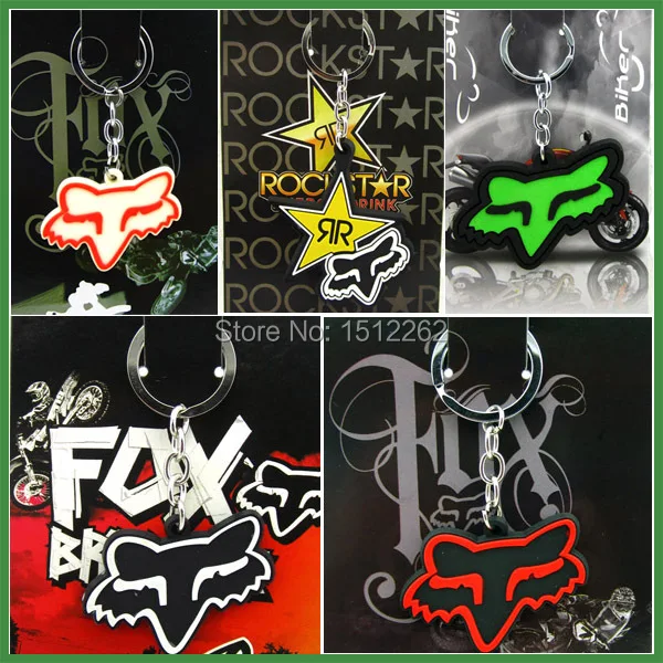 5PCSlotHotsaleMotorcyclePVCRubberfoxRacingKeyringKeychain3D