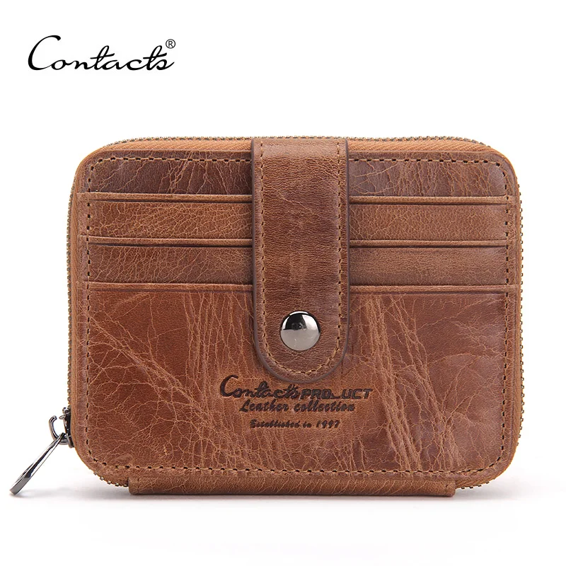

CONTACT'S Vintage Cow Leather Card Wallet Brand Design High Quality Small Wallets With Credit Card Case and Coin Purse