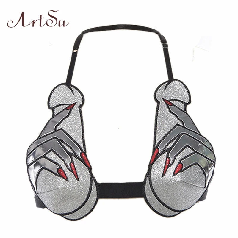 

ArtSu Gold Sliver Plaid Sexy Camis Underwear Crop Top Women Off Shoulder Halter Top Bustier Boho Summer Camisole ASVE20431