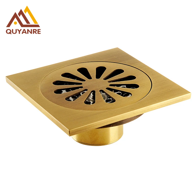 Free Shipping Antique Brass 4" Square Floor Drain Cover Decorative