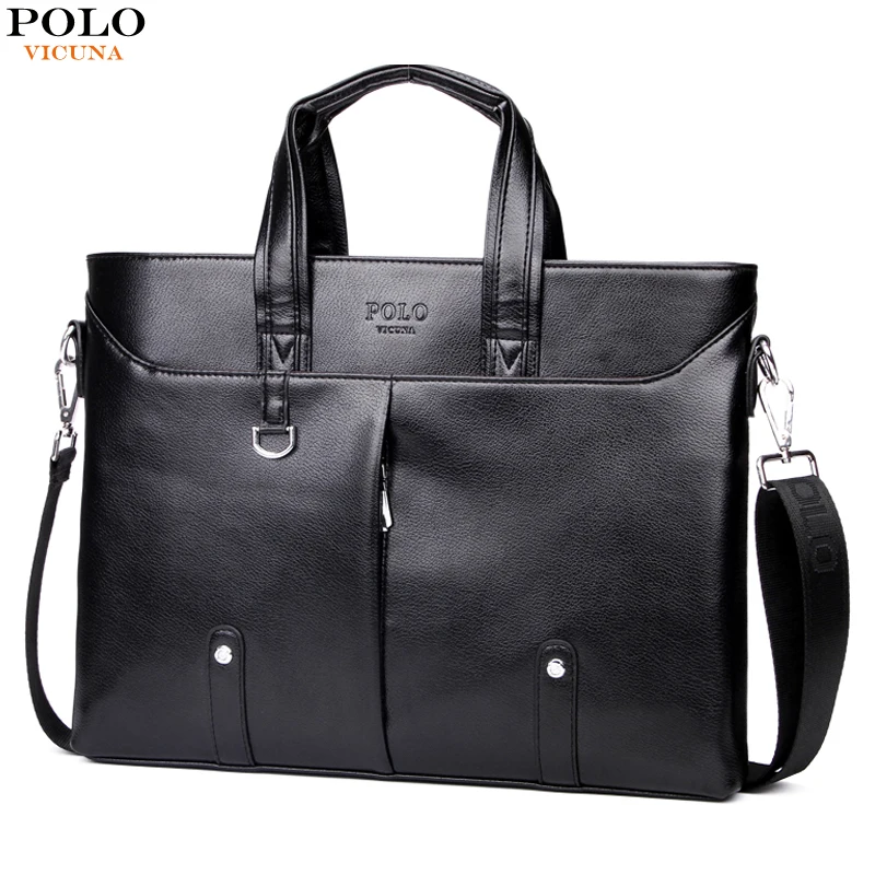 

VICUNA POLO Unique Rivet Design Men Briefcases With Vertical Silt Pocket Perfect Quality Casual Male Office Bag Man sac homme