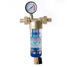 Siphon backwash Prefilter water filter First step of water purifier system brass stainless steel mesh prefiltro wiper Hydrometer 1male to 3 4female thread siphon backwash prefilter with wiper water purifier stainless steel copper whole house pre filter