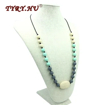 

TYRY.HU Diamond&Round Shape Beads Silicone Necklace BPA Free Food Grade Baby Silicone Teether For 4-36 Months Baby Teeth Care