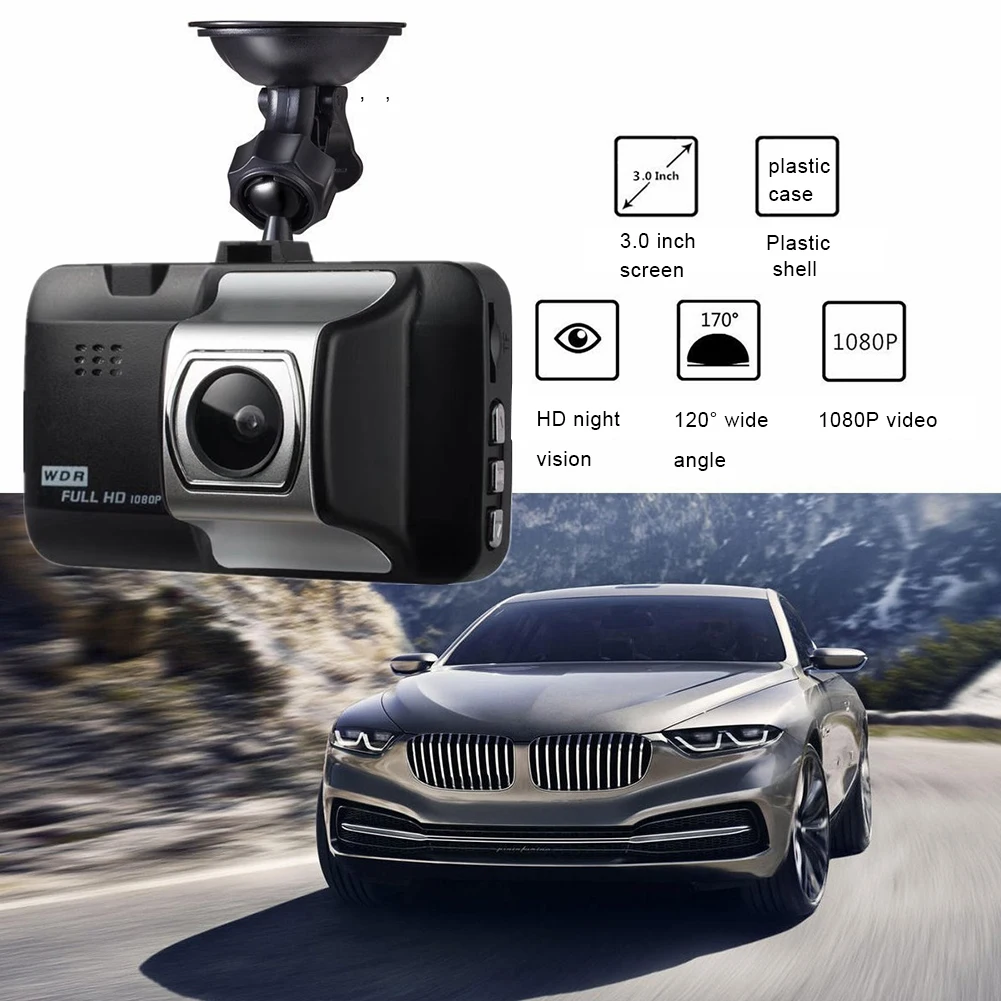 Dash Cam Car 1080P 3" HD 1080P Car Camera Driving Recorder 170 Wide Angle Dashboard Camera Car DVR Vehicle Dash Camera G-Sensor