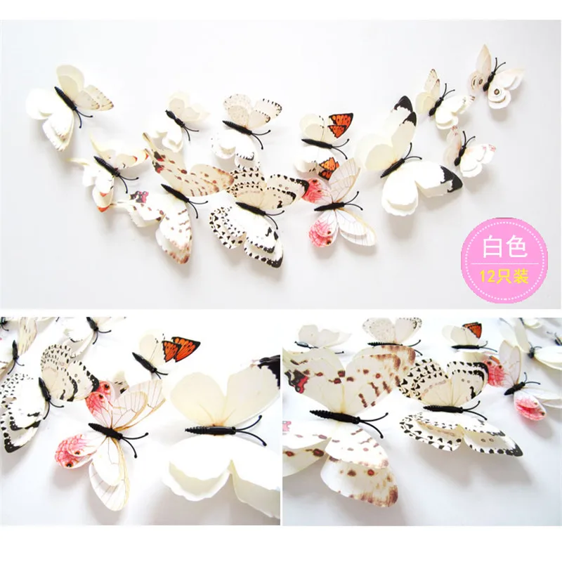 12 PC simulation 3d printing PVC transparent 3d simulation butterfly paper toys for children