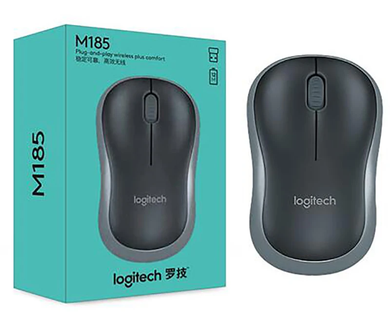 Оригинальная беспроводная мышь logitech M185 симметричный дизайн DPI офисный компьютер USB нано приемник для Windows Mac OS Linux - Цвет: GRAY