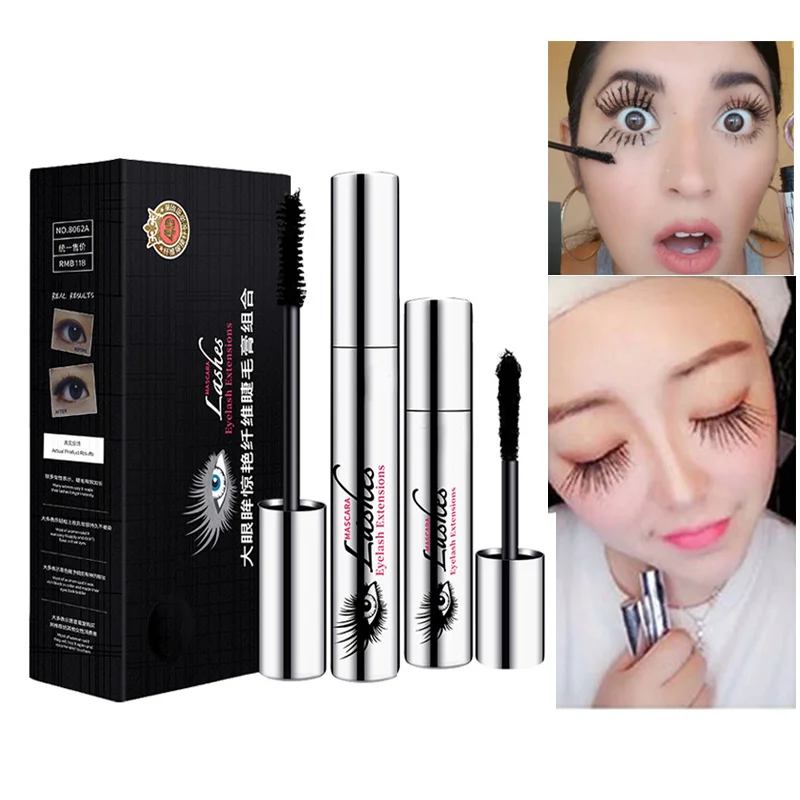 DIDICAT 4D Silk Fiber Mascara Washable Eyelash Extension Makeup Waterproof Volume Mascara Kit Crazy Lengthening Long Lash