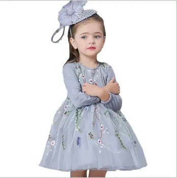 

Girls Tulle Embroidery Dresses Fashion Elegant Kids Flowers Dress High-grade Cute Princess Party Dress Kids Clothing