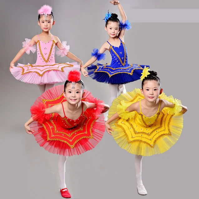 2017 new Girls Swan Lake Ballet princess dance dress Costume Pink White