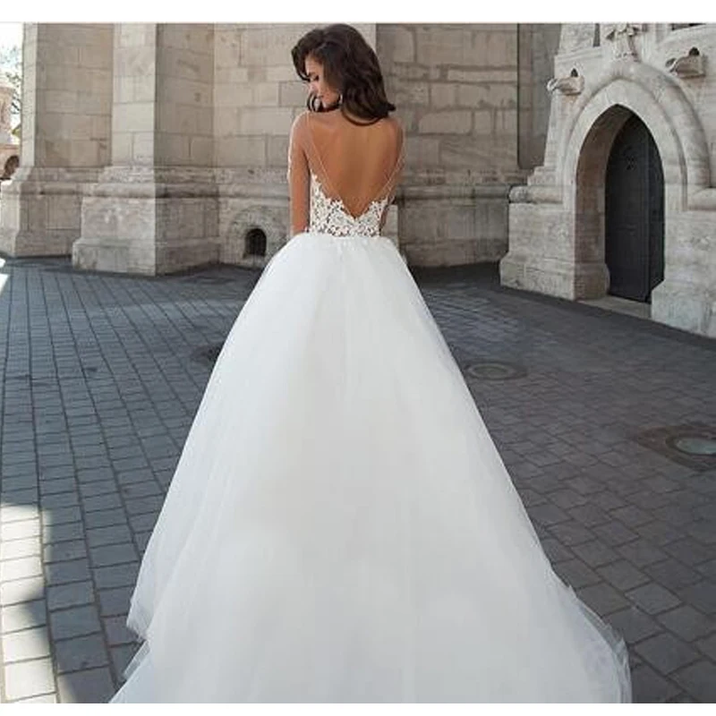 LORIE-Wedding-Dress-2019-New-Long-Sleeve-Tulle-With-Lace-Illusion-Bridal-Gown-Ball-Gown-Summer