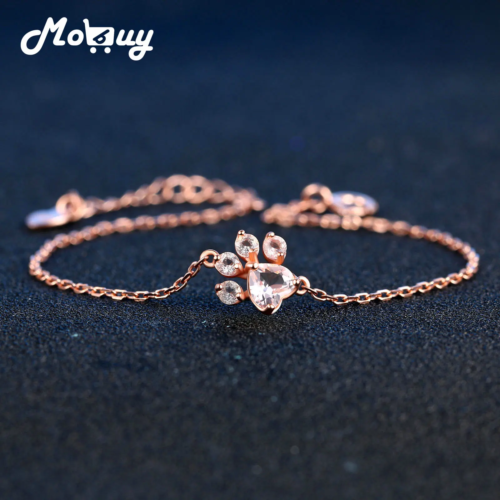 

MoBuy MBHI005 Animal Clam Natrual Gemstone Rose Quartz Bracelets & Cuff 925 Sterling Silver Gold Plated Fine Jewelry For Women