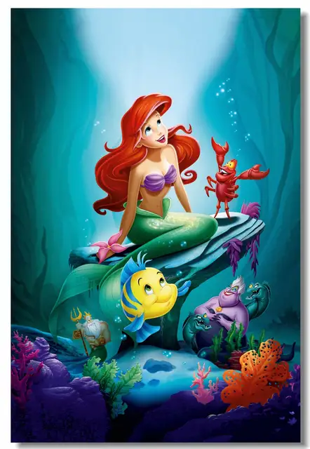Custom Canvas Wall Decor Princess Ariel Poster The Little Mermaid