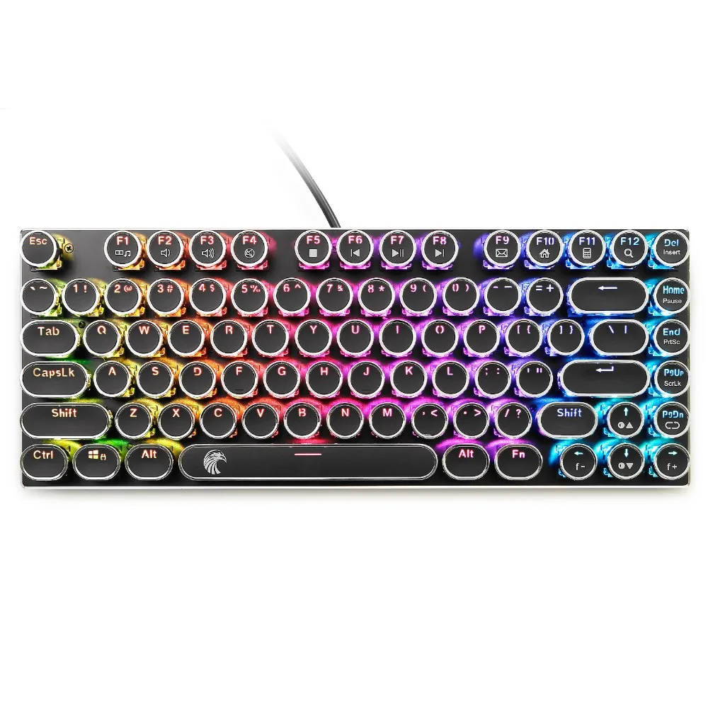 

Z88 Steampunk Typewriter Mechanical Keyboard Small Tenkeyless Compact Design RGB LED Backlit 81 Keys Keyboard US Layout