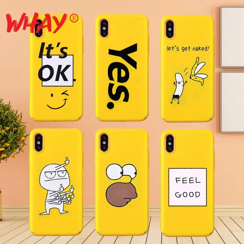Желтый милый чехол для iPhone X из жесткого поликарбоната Роскошный телефона 7X6 6S 7 8
