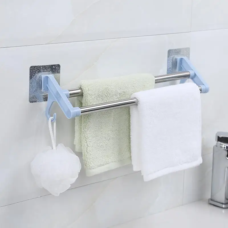 

Stainless Steel Double Towel Bar Rotating Towel Rack Bathroom Kitchen Wall-mounted Towel Polished Rack Holder Double Holder