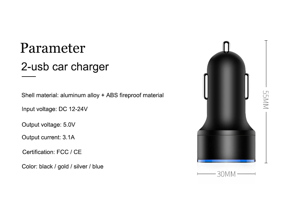 OUDNEAS 2 зарядных порта USB для автомобиля Зарядное устройство цифровой светодиодный Дисплей 5V 3.1A устройства для быстрой зарядки из алюминиевого сплава Напряжение мониторинга для iPhone для samsung