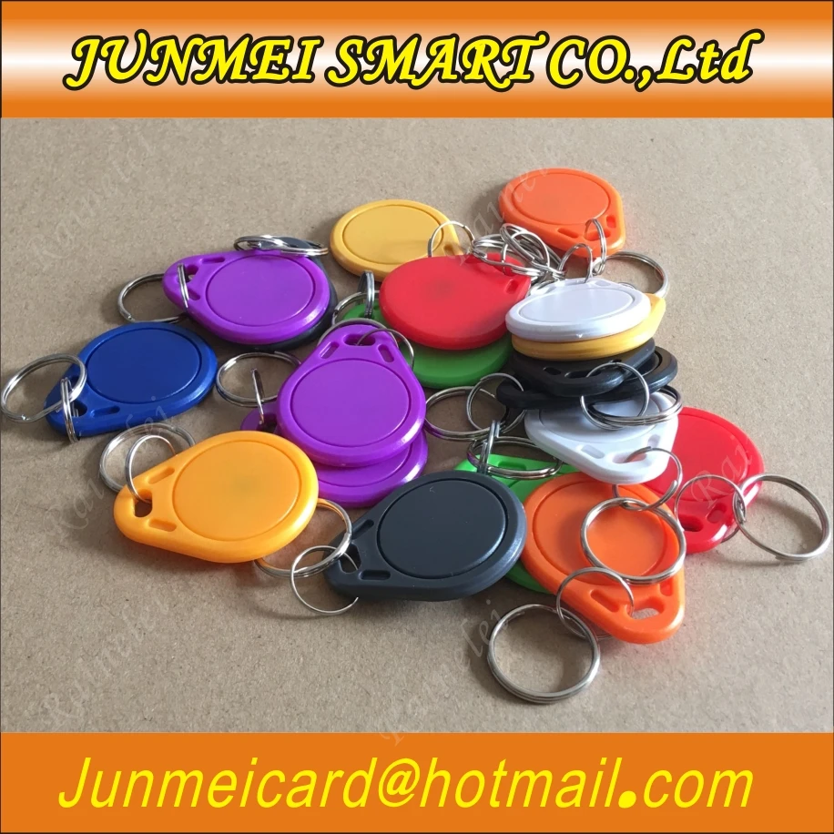 

Free shopping 1000pcs/lot RFID 13.56 Mhz nfc Tag Token Key Ring IC tags 1K S50 compatible part of NFC products